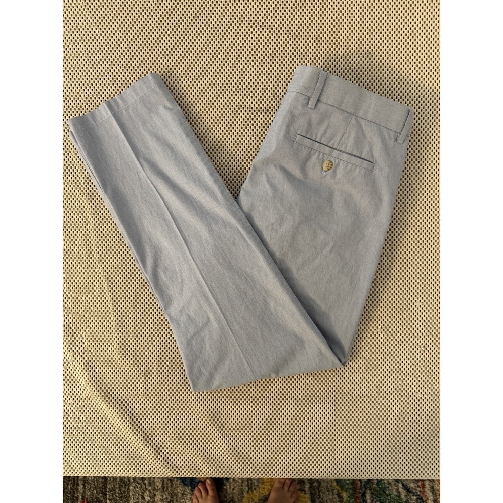 Tailor Byrd Mens Pants 34 Golf Flat Front Pinstripe Baby Blue Stretch Flat Front